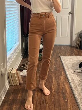 Everlane High-Rise Cropped Jeans in Warm Brown